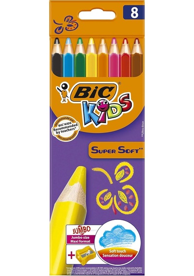 Kids -üç Kenarlı-yumuşak Boyama Kalemi 6 2 Mm 8-çeşitli Renklerde Kartonetuı Her Biri 8 Adet -dahil Kalemtraş Çok Renkli
