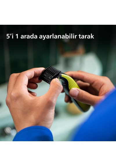 Philips Oneblade Yüz İçin Hibrit Tıraş Makinesi Sakal Şekillendirici 5'i 1 Arada Ayarlanabi