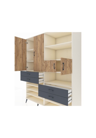 Kronos Gardrop 11 Raflı 4 Çekmeceli 4 Kapaklı 176x59x221 Aytaşı-çam/antrasit Çam/antrasit Kronos Gardrop 11 Raflı 4 Çekmeceli 4 Kapaklı 176x59x221 Aytaşı-çam/antrasit Çam/antrasit