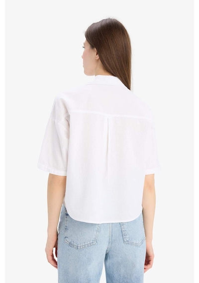 DeFacto Boxy Fit Cepli Basic Düz Kısa Kollu Gömlek V2523AZ25SPWT34