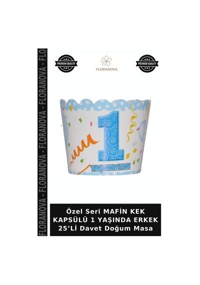 Özel Seri Mafin Kek Kapsülü 1 Yaşında Erkek 25 Li Davet Doğum Masa Diğer