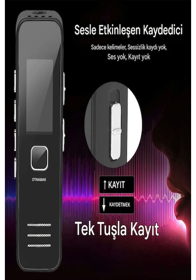 Dijital Mini Ekranlı 32gb Ses Kayıt Cihazı Mp3 Çalar Ders Kaydı Röportaj Kaydı Dinleme1 Cihazı