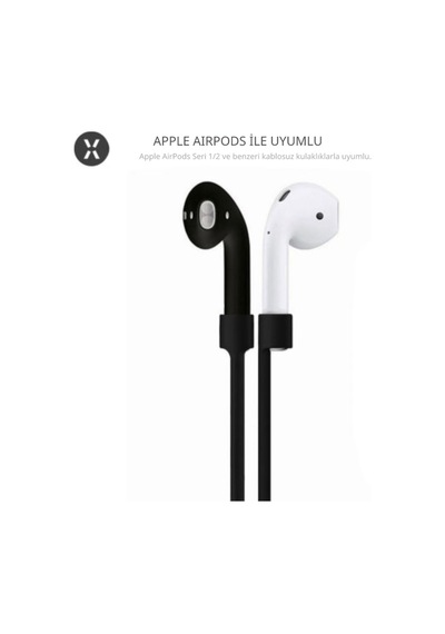 Apple Airpods Ve Airpods Pro İçin Silikon Boyun Askısı, Kaybolma Önleyici Sporcu Kulaklık İpi Siyah