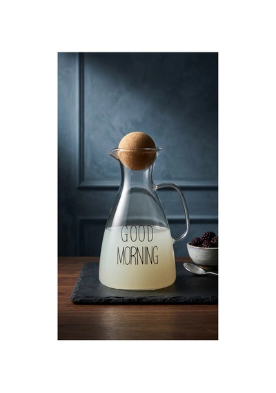 Reoona Good Morning Cam Sürahi Ve 2 Li Kupa Seti Mantar/küre Kapaklı, 3 Parça Kahvaltı & İçecek Seti Şeffaf