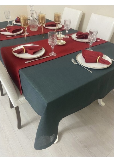 Simli Dertsiz Salon Masa Örtüsü Füme 27 Parça