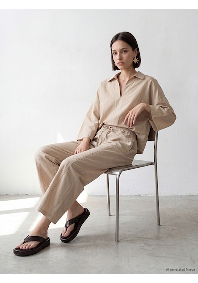 Lcw Comfort Bej Müslin Kadın Gömlek