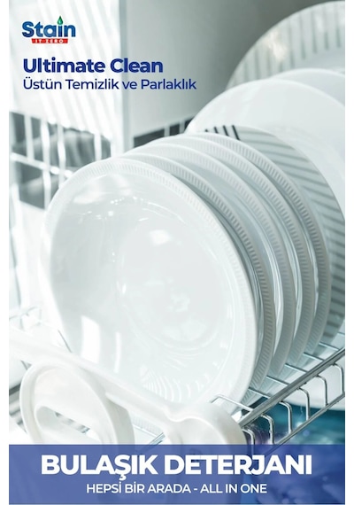 Stain İt Zero Hepsi Bir Arada Toz Bulaşık Makinesi Deterjanı & Güçlü Temizlik Üstün Parlaklık40 Yıkama