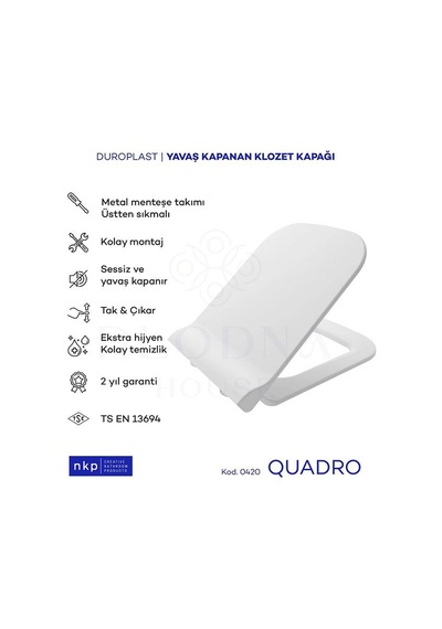 Quadro Kare Duroplast Yavaş Kapanan Klozet Kapağı