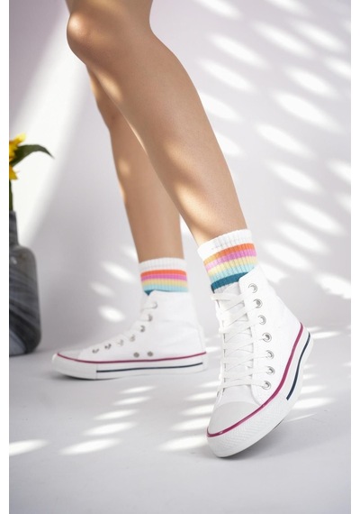 N Moda Unisex Keten Ayakkabı Spor Ayakkabı Günlük Sneakers Uzun Beyaz