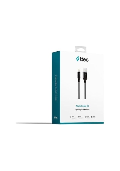 Alumicable Xl Lightning Şarj Ve Data Kablosu, Siyah, 2 M Standart