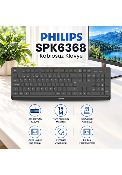 Philips SPK6368 Kablosuz Türkçe Q Klavye