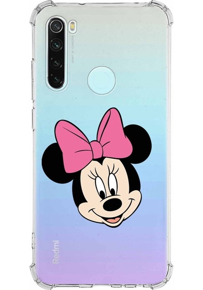 Xiaomi Redmi Note 8 Köşe Korumalı Antişok Kapak Minnie Mouse Tasarımlı Şeffaf Kılıf