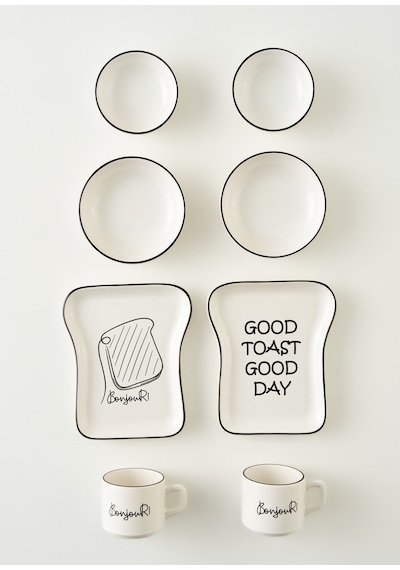 Bella Maison Toast 8 Parça Kahvaltı 2 Kişilik Takımı Siyah