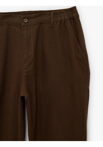 Koton Cepli Beli Lastikli Keten Karışımlı Slim Fit Pantolon Koyu Kahverengi 6sam40165hw Koyu Kahve Koton Cepli Beli Lastikli Keten Karışımlı Slim Fit Pantolon Koyu Kahverengi 6sam40165hw Koyu Kahve