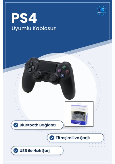 Konsol Gamepad Joystick Ps4 Uyumlu Kablosuz Analog Oyun Kolu Blue