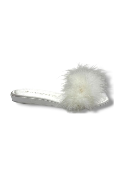 Whipper 9805-26 Fashion Tüylü Kadın Terlik Beyaz