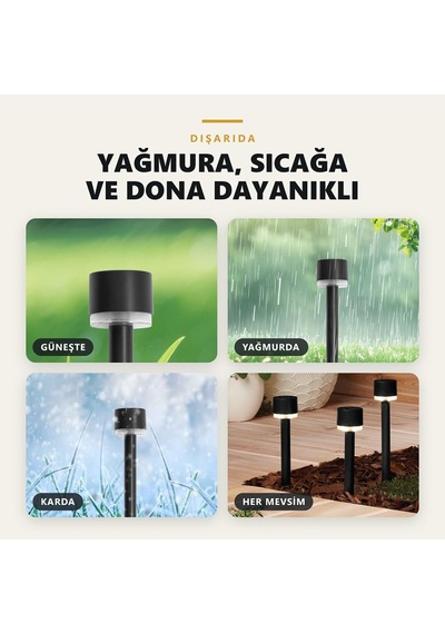 Solar Kazıklı Bahçe Yolu Lambası, Siyah, 12 Adet, Gt-sl47