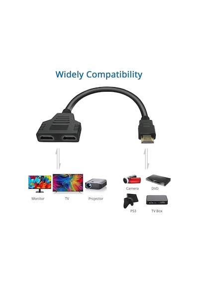 1 İn 2 Out Hdmı Çoklayıcı Splitter Kablo İki Çıkışlı Ekran Çoğaltıcı Adaptör Dönüştürücü Bilgisayar, Konsol, Tv, Projeksiyon Uyumlu Çift Monitör Bağlantı Kablosu 1 Giriş 2 Çıkış Çoklama Aparatı