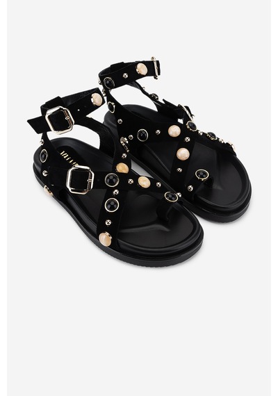 Valmenti Kadın Hakiki Deri Siyah Süet Düz Sandalet 1141 832 Bn Sndlt Y26 Black Suede