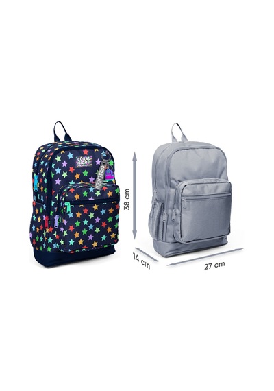 Coral High Kız Çocuk Lacivert Yıldız Desenli İlkokul Sırt Çantası Dört Bölme 33209