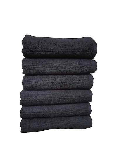 6lı Paket Boya Tutmayan Mikrofiber El Yüz Spor Kuaför Havlusu 50x90 Cm Siyah