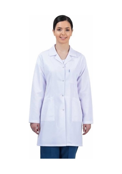 Beyaz Önlük Uzun Doktor Hemşire Öğretmen Önlüğü
