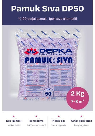 Depka Pamuk Sıva Dp50 2 Kg 7-8 M² İpek Sıva Alternatifi Isı Ve Ses Yalıtımlı Dekoratif Sıva