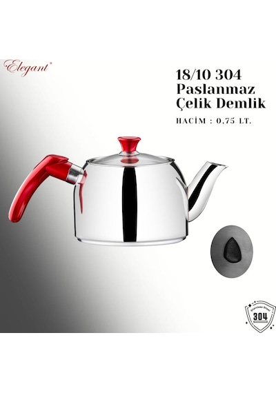 Mirage Mini Boy Bakalit Kulplu Çaydanlık Takımı - İnsörtlü Kırmızı Kırmızı