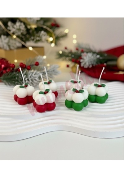 Mumelia Winter Elegance Kare Bubble - Doğal Soya Dekoratif Mum - Küçük Boy .
