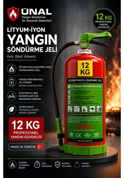 12 Kg Elektrikli Araç Lityum Yangın Söndürücü Kkt Yangın Tüpü Araç Garaj