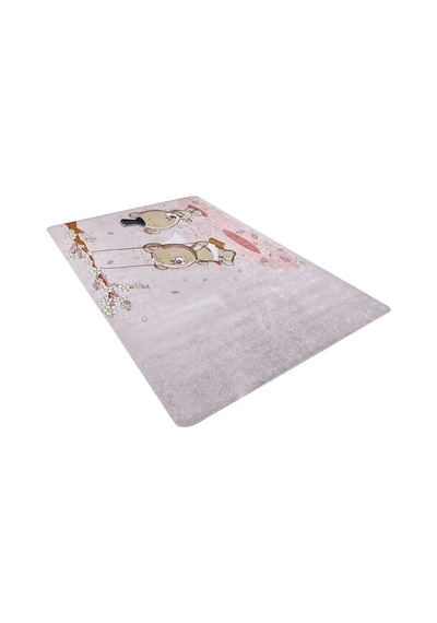 Bespoky Kareli Modern Halısı Dijital Baskı Kaymaz Pembe - Pudra Pembe - Hlnc042