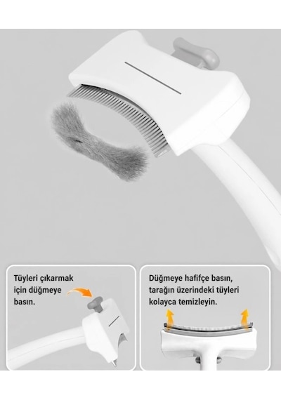 Mey İthalat Basmalı Metal Uçlu Evcil Hayvan Tüy Toplama Tarağ