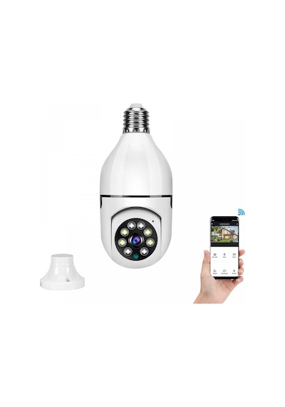 Ampul Ip Wifi 360 Panoramik Kamera Güvenlik Kamerası Çift Wifi Gece Görüşlü-998