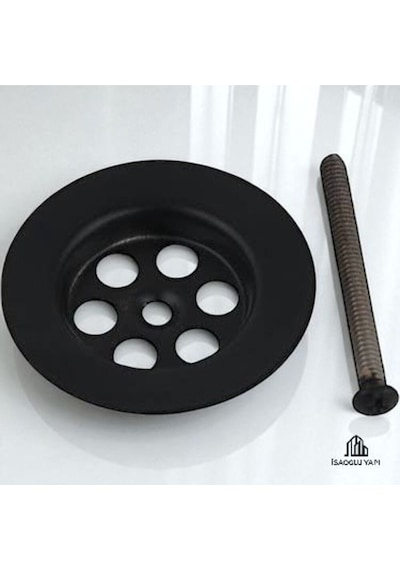 İsaoğlu Yapı Siyah Lavabo Süzgeci Siyah Lavabo Sifonu Siyah Vida Dahil Siyah