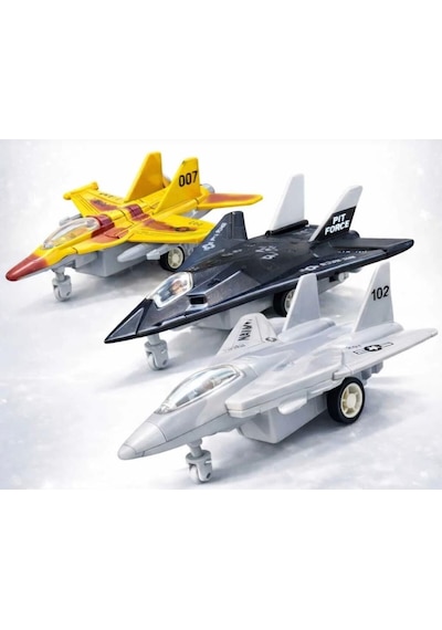 4 Parça Çek Bırak Mekanizmalı 3d 1:180 Ölçekli 9cm Detaylı Tasarımlı Oyuncak Savaş Uçağı Seti