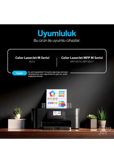 Kingjet Hp Uyumlu 201a Standart Kapasiteli 4 Renk Takım Toner Çipli Mfp M277n Uyumlu