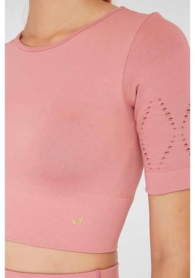 Jerf Naples Kısa Kol Crop Top Econyl Pembe
