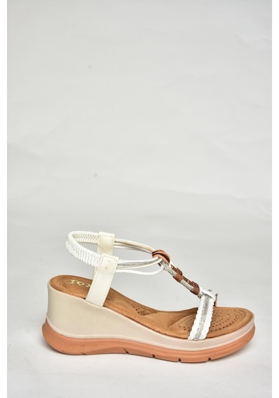 Fox Shoes U258925909 Beyaz Dolgu Tabanlı Kadın Sandalet Beyaz