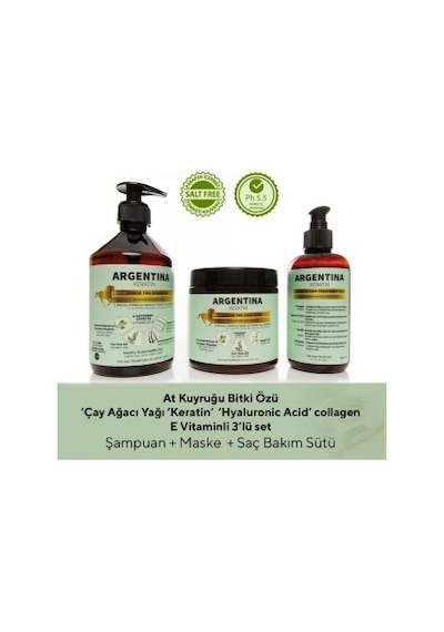 Argentina Keratin At Kuyruğu Şampuanı 500 ML + Saç Maskesi 500 ML + Bakım Sütü 250 ML