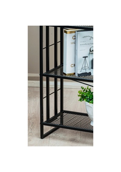 Metal Kitaplık 5 Raflı Kütüphane Raf Dolap 9107 Siyah