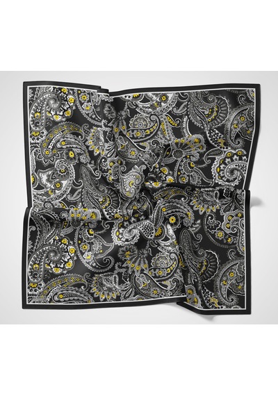 Silk Home Viskon Velora Eşarp Dört Mevsim Etro Desen Koyu Siyah 90x90 Çok Renkli