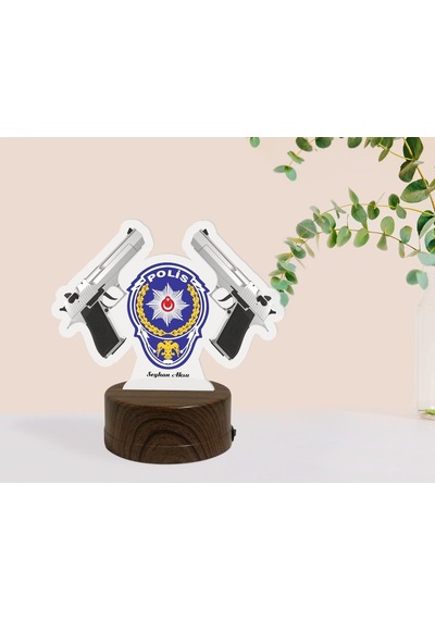 Kişiye Özel Polis Tasarımlı Dekoratif 3D Biblo Led Işıklı Gece La (487038663)
