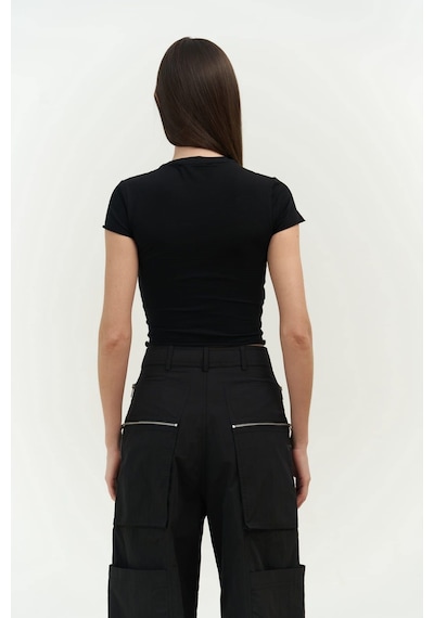 Mai Collection 2725 - Now Or Never Siyah Penye Crop Siyah