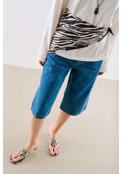 Manuka Desenli Orta Boy Saten Fular Zebra Aw25flr00002-542