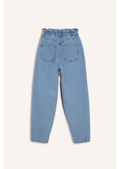 Defacto Paperbag Yüksek Bel Kısa Paça Jean Yıkamalı Pantolon D4306AX24AUNM85 İndigo