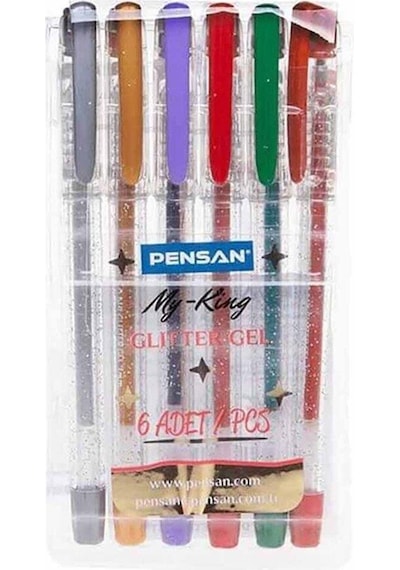 Simli Jel Kalem Fosforlu Kalem 6 Adet Pensan Glitter Gel Simli Ka