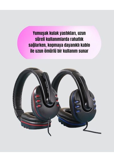 Stereo Mikrofonlu Kablolu Oyun Kulaklığı - Konforlu Ve Net Ses İletimi