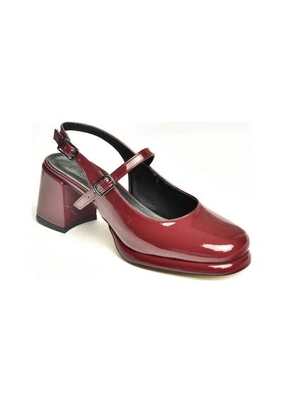 Fox Shoes U820930008 Bordo Rugan Kalın Topuklu Kadın Ayakkabı Bordo
