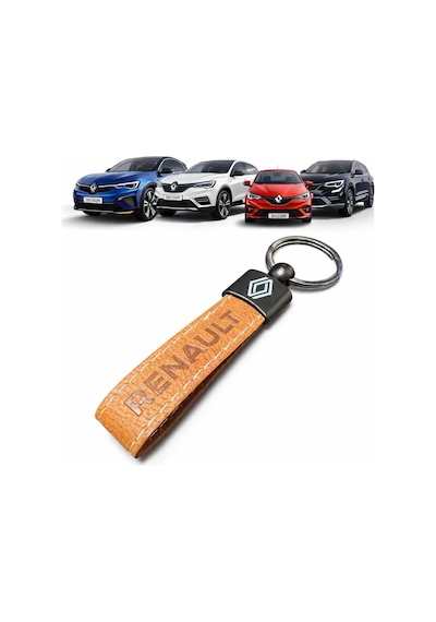 Renault Ve Logolu Anahtarlık Suni Deri Kahverengi