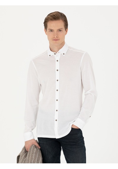 Cacharel Beyaz Slim Fit Uzun Kollu Gömlek
